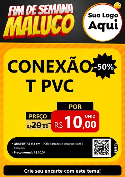 Modelo de Cartaz para Cartaz A4 Vertical com o tema Final de Semana Maluco para Tubos e conexões