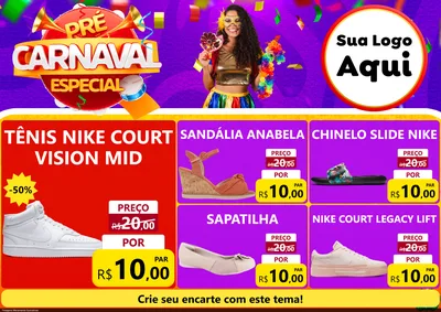 Modelo de Encarte para Encarte A4 Horizontal com o tema Pré-Carnaval Especial para Calçados