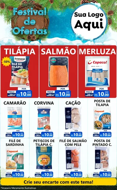 Modelo de Encarte para Encarte Grande com o tema Festival de Ofertas - Inverno para Peixaria