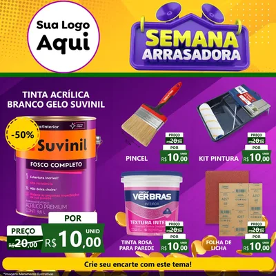 Modelo de Rede Social para Feed Facebook com o tema Semana Arrasadora para Tintas e Ferramentas