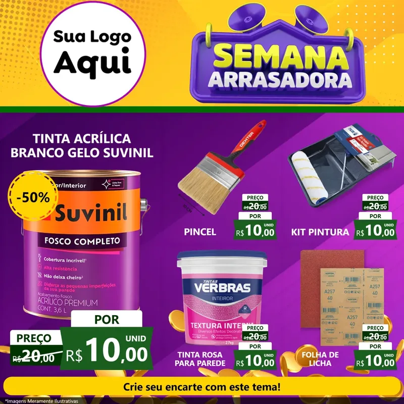 Modelo de Rede Social para Feed Facebook com o tema Semana Arrasadora para Tintas e Ferramentas