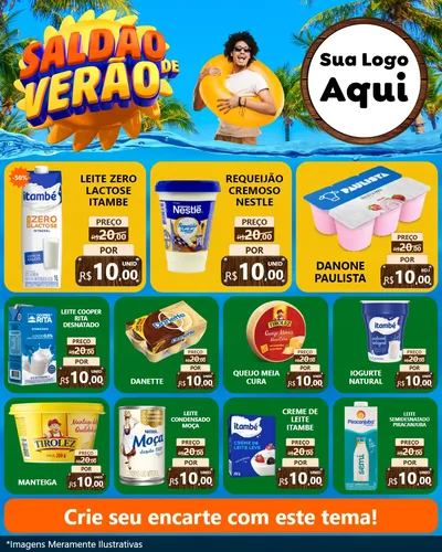 Modelo de Rede Social para Feed Instagram com o tema Saldão de Verão para Frios e Laticínios