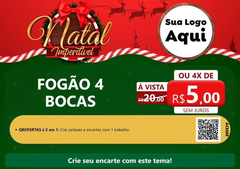 Modelo de Cartaz para Cartaz A4 Horizontal com o tema Natal Imperdível para Móveis e Eletro