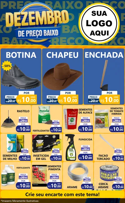 Modelo de Encarte para Encarte Grande com o tema Dezembro de Preço Baixo para Agropecuária