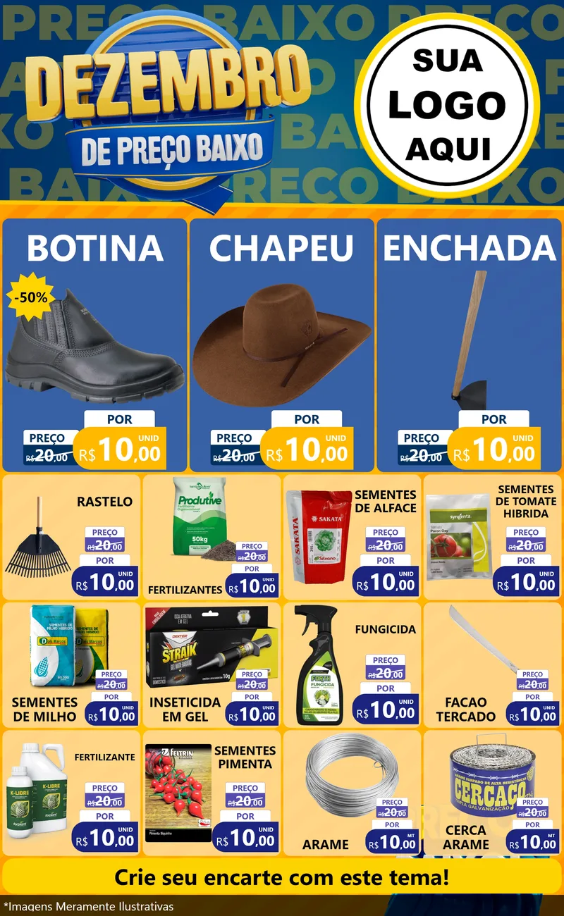Modelo de Encarte para Encarte Grande com o tema Dezembro de Preço Baixo para Agropecuária