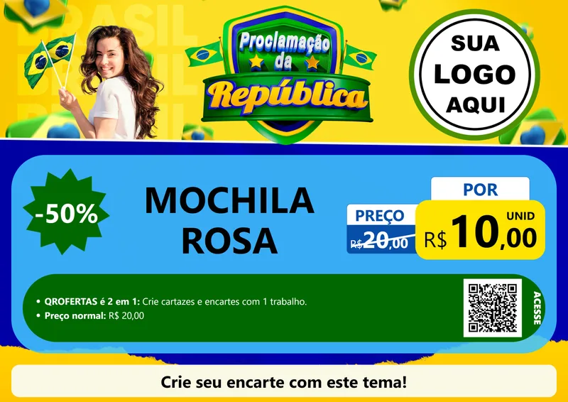 Modelo de Cartaz para Cartaz A4 Horizontal com o tema Proclamação da República para Papelaria