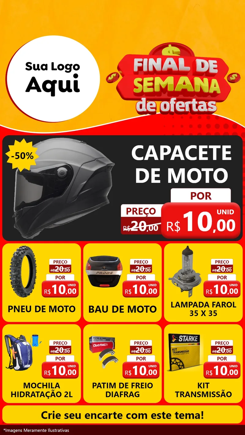 Modelo de Rede Social para Stories com o tema Final de Semana de Ofertas para Moto peças