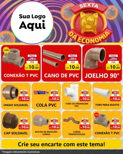 Modelo de Rede Social para Feed Instagram com o tema Sexta da Economia para Tubos e conexões