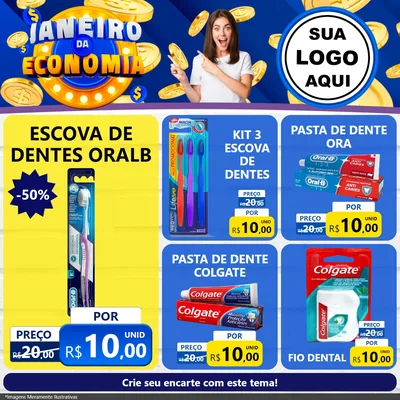 Modelo de Rede Social para Feed Facebook com o tema Janeiro da Economia para Higiene Pessoal