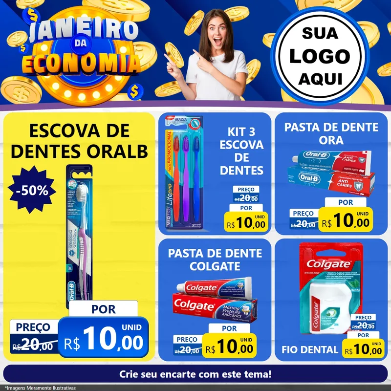 Modelo de Rede Social para Feed Facebook com o tema Janeiro da Economia para Higiene Pessoal