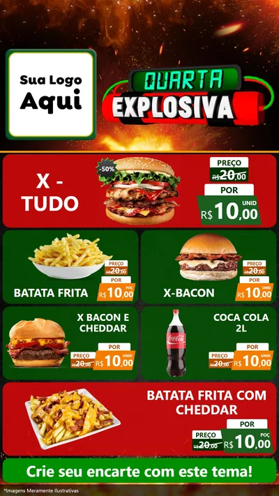 Modelo de TV para TV Vertical com o tema Quarta Explosiva para Hamburgueria
