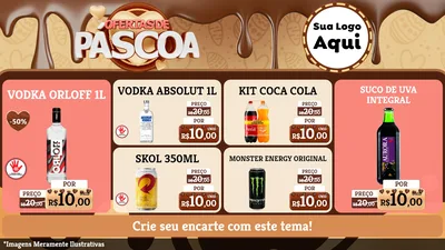 Modelo de TV para TV Horizontal com o tema Ofertas de Páscoa para Distribuidora de bebidas