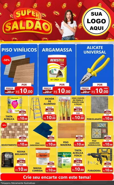 Modelo de Encarte para Encarte Grande com o tema Super Saldão para Material para Construção