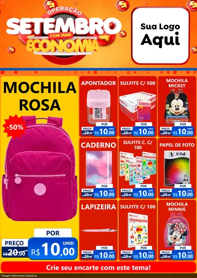Modelo de Encarte para Encarte A4 Vertical com o tema Operação Setembro Com Muita Economia para Papelaria