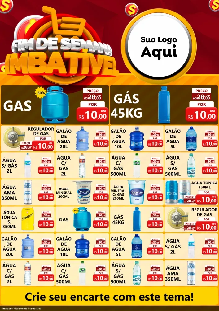 Modelo de Encarte para Encarte A4 Vertical com o tema Fim de Semana Imbatível para Água e gás