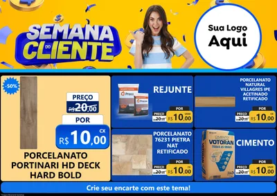 Modelo de Encarte para Encarte A4 Horizontal com o tema Semana do Cliente para Pisos e revestimentos