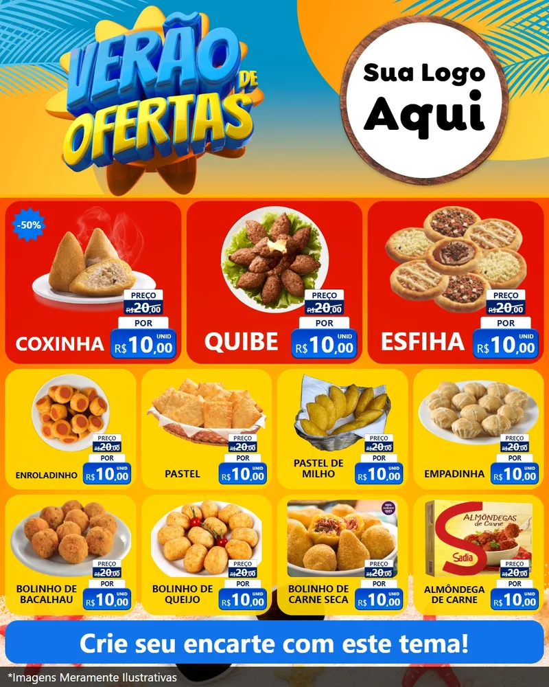 Modelo de Rede Social para Feed Instagram com o tema Verão de Ofertas para Salgadaria