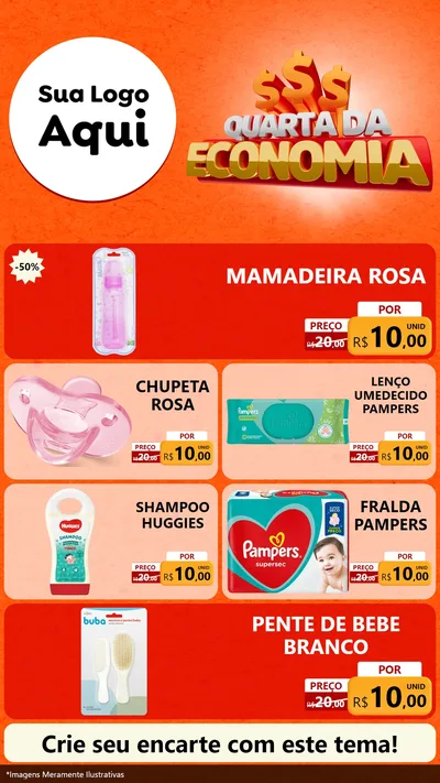 Modelo de TV para TV Vertical com o tema Quarta da Economia para Bebês