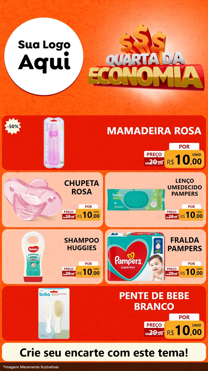 Modelo de TV para TV Vertical com o tema Quarta da Economia para Bebês