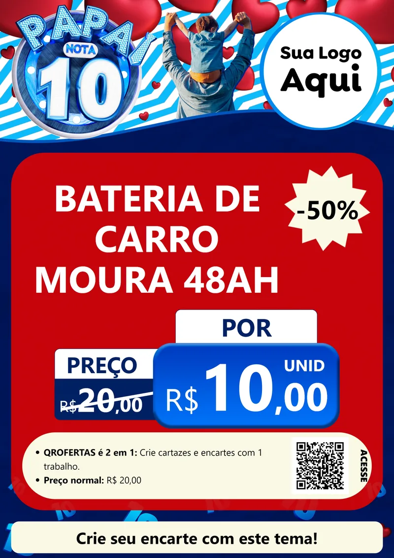 Modelo de Cartaz para Cartaz A4 Vertical com o tema Papai Nota 10 para Baterias Elétricas