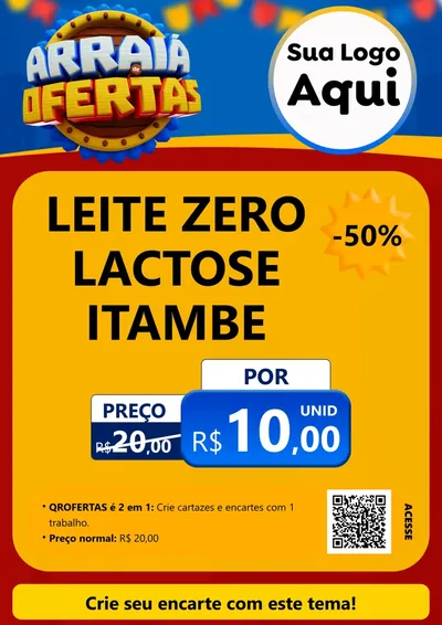 Modelo de Cartaz para Cartaz A4 Vertical com o tema Arraiá de Ofertas - Junina para Frios e Laticínios
