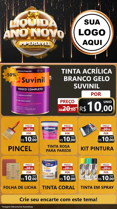 Modelo de Rede Social para Stories com o tema Liquida Ano Novo Imperdível para Tintas e Ferramentas