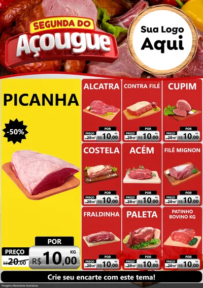 Modelo de Encarte para Encarte A4 Vertical com o tema Segunda do Açougue para Açougue