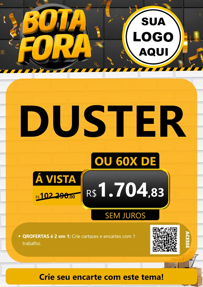 Modelo de Cartaz para Cartaz A4 Vertical com o tema Bota Fora para Concessionaria de Carros