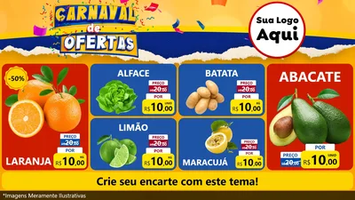 Modelo de TV para TV Horizontal com o tema Carnaval de Ofertas para Hortifrúti