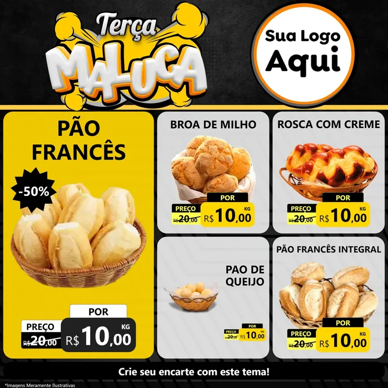 Modelo de Rede Social para Feed Facebook com o tema Terça Maluca para Padaria