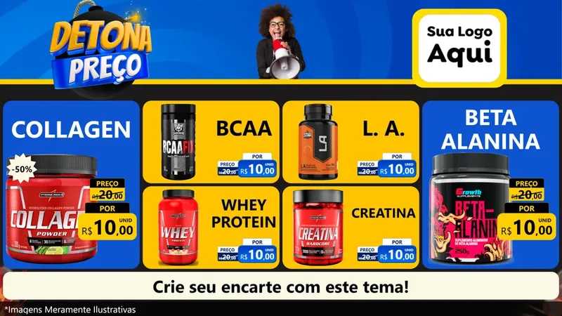 Modelo de TV para TV Horizontal com o tema Detona Preços para Suplementos alimentares