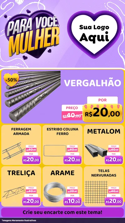 Modelo de Rede Social para Stories com o tema Para Você, Mulher para Ferragens