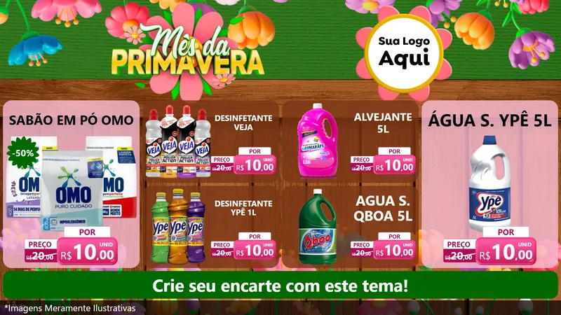 Modelo de TV para TV Horizontal com o tema Mês da Primavera para Produtos de Limpeza