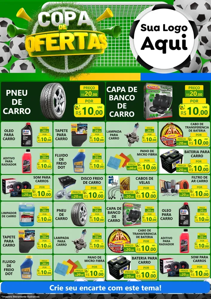Modelo de Encarte para Encarte A4 Vertical com o tema Copa De Ofertas para Auto peças