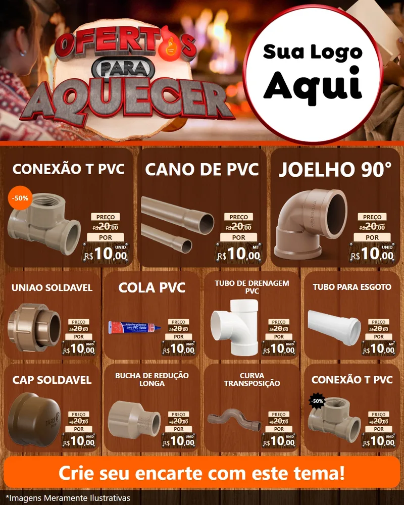 Modelo de Rede Social para Feed Instagram com o tema Ofertas Para Aquecer para Tubos e conexões