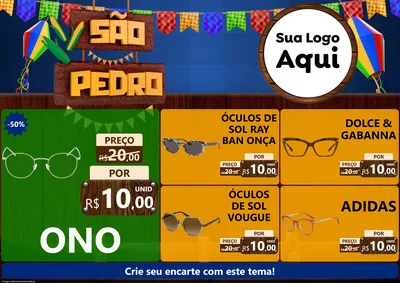 Modelo de Encarte para Encarte A4 Horizontal com o tema São Pedro para Óticas