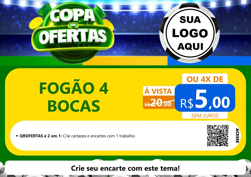 Modelo de Cartaz para Cartaz A4 Horizontal com o tema Copa de Ofertas para Móveis e Eletro