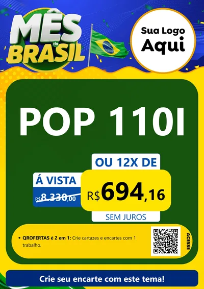 Modelo de Cartaz para Cartaz A4 Vertical com o tema Mês do Brasil para Concessionaria de Motos