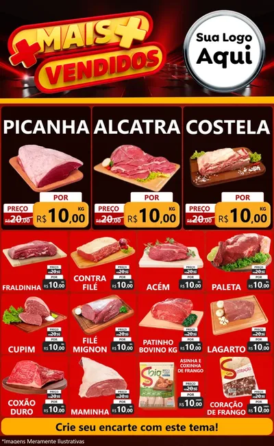 Modelo de Encarte para Encarte Grande com o tema Mais Vendidos para Açougue