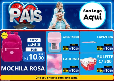 Modelo de Encarte para Encarte A4 Horizontal com o tema Mês Dos Pais para Papelaria
