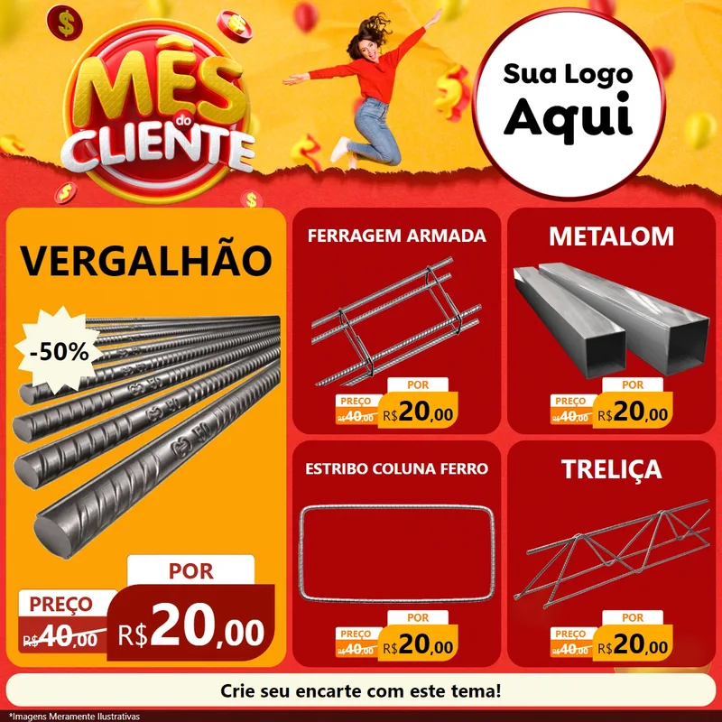 Modelo de Rede Social para Feed Facebook com o tema Mês do Cliente para Ferragens