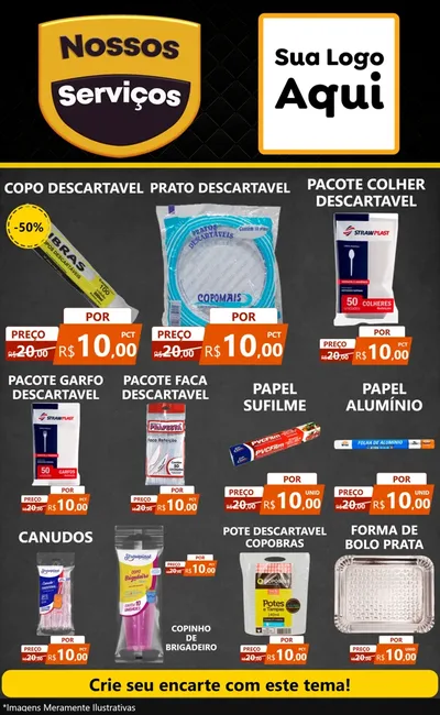 Modelo de Encarte para Encarte Grande com o tema Nossos Serviços para Embalagens