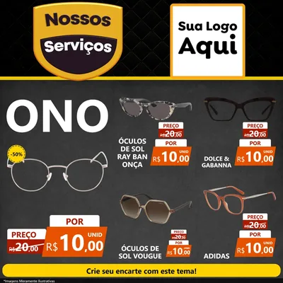 Modelo de Rede Social para Feed Facebook com o tema Nossos Serviços para Óticas