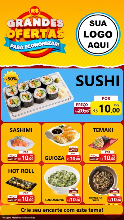 Modelo de Rede Social para Stories com o tema Grandes Ofertas Para Economizar! para Comida japonesa