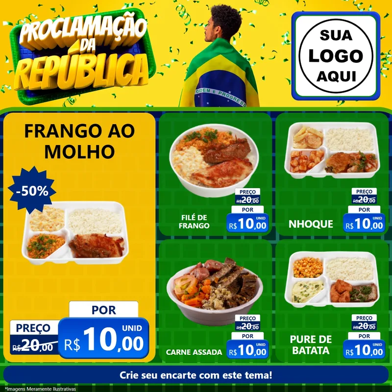 Modelo de Rede Social para Feed Facebook com o tema Proclamação da República para Restaurante