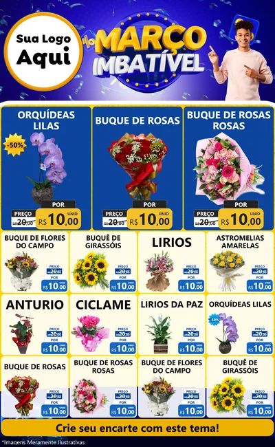 Modelo de Encarte para Encarte Grande com o tema Março Imbatível para Floricultura e jardim