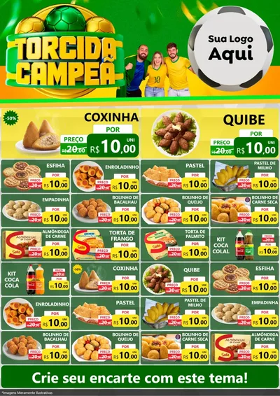 Modelo de Encarte para Encarte A4 Vertical com o tema Torcida Campeã - Copa para Salgadaria