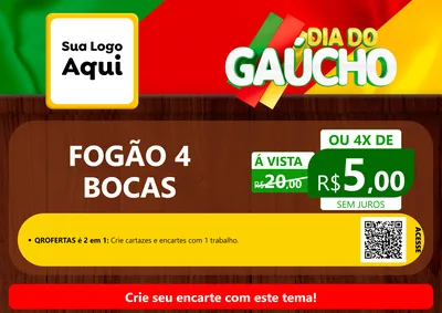 Modelo de Cartaz para Cartaz A4 Horizontal com o tema Dia do Gaúcho para Móveis e Eletro