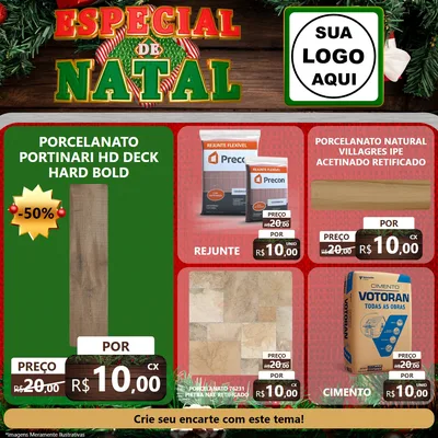 Modelo de Rede Social para Feed Facebook com o tema Especial de Natal para Pisos e revestimentos
