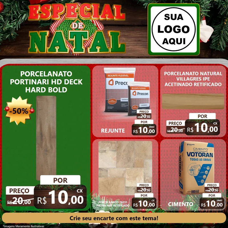 Modelo de Rede Social para Feed Facebook com o tema Especial de Natal para Pisos e revestimentos